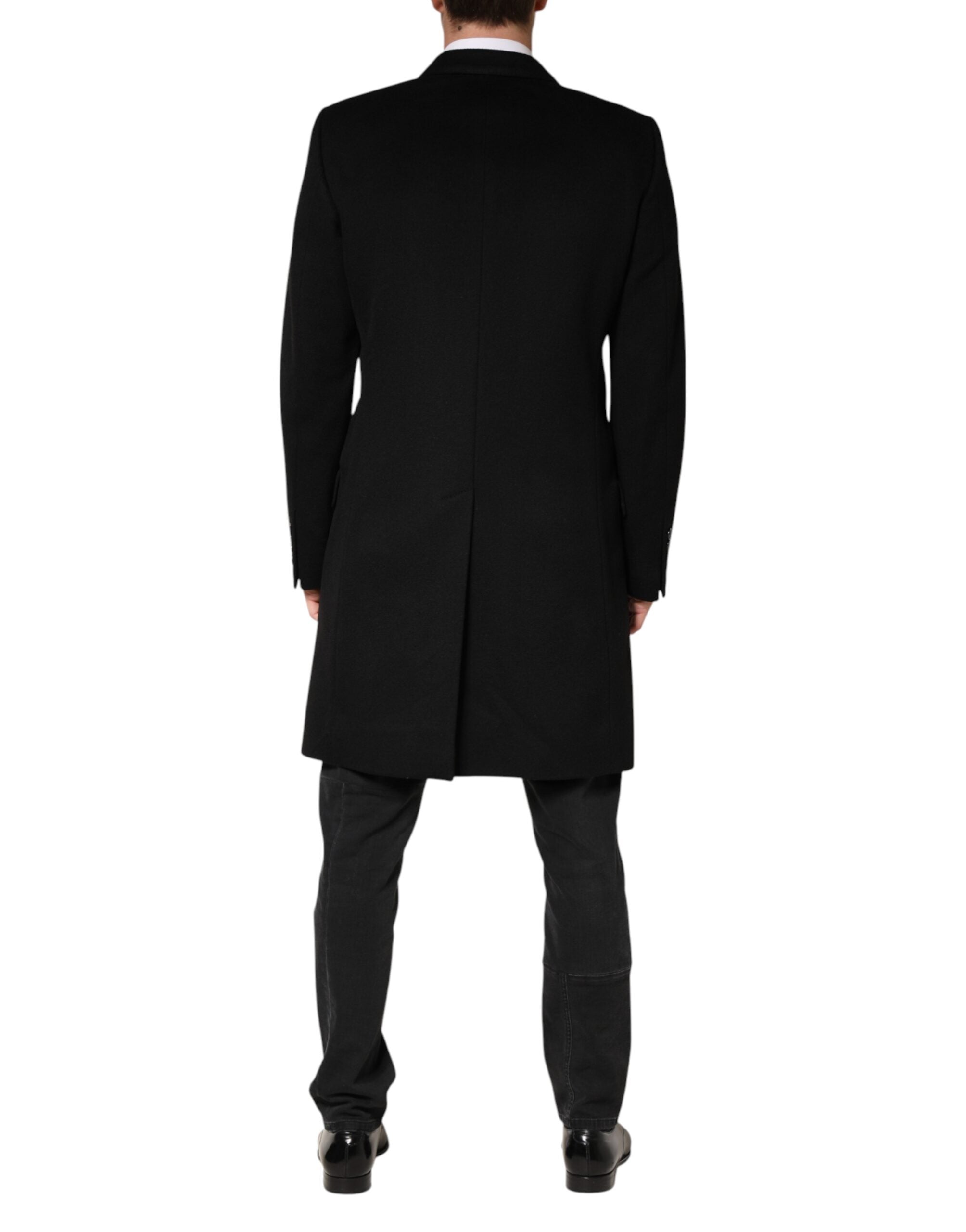 Black Wool Double Breasted TrenchCoat Jacket