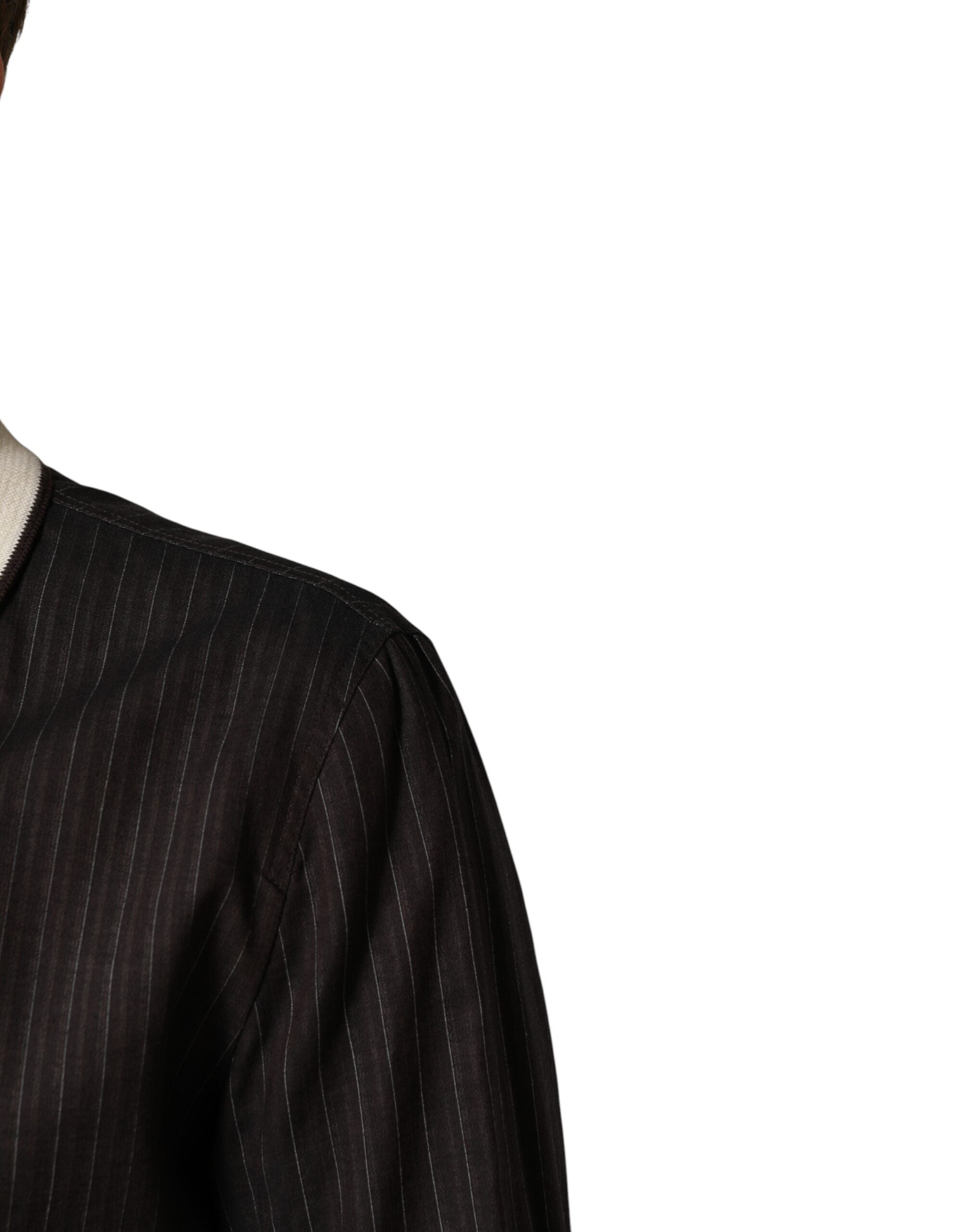 Brown Contrast Stripe Men Bomber Jacket