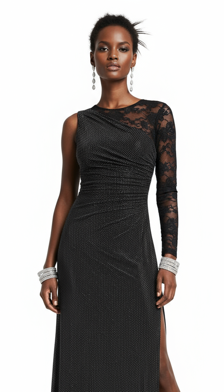 Black Polyester Casual Dress