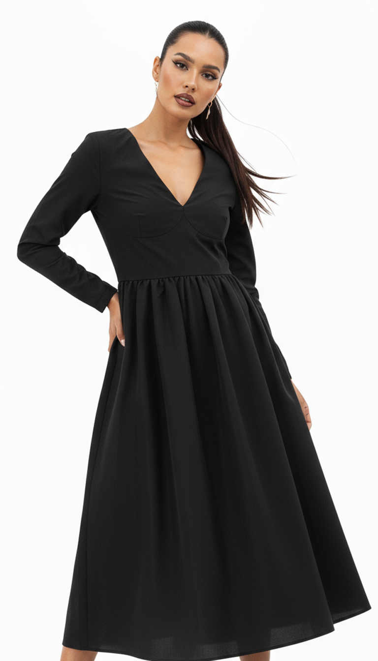 Elegant Black Polyester Dress