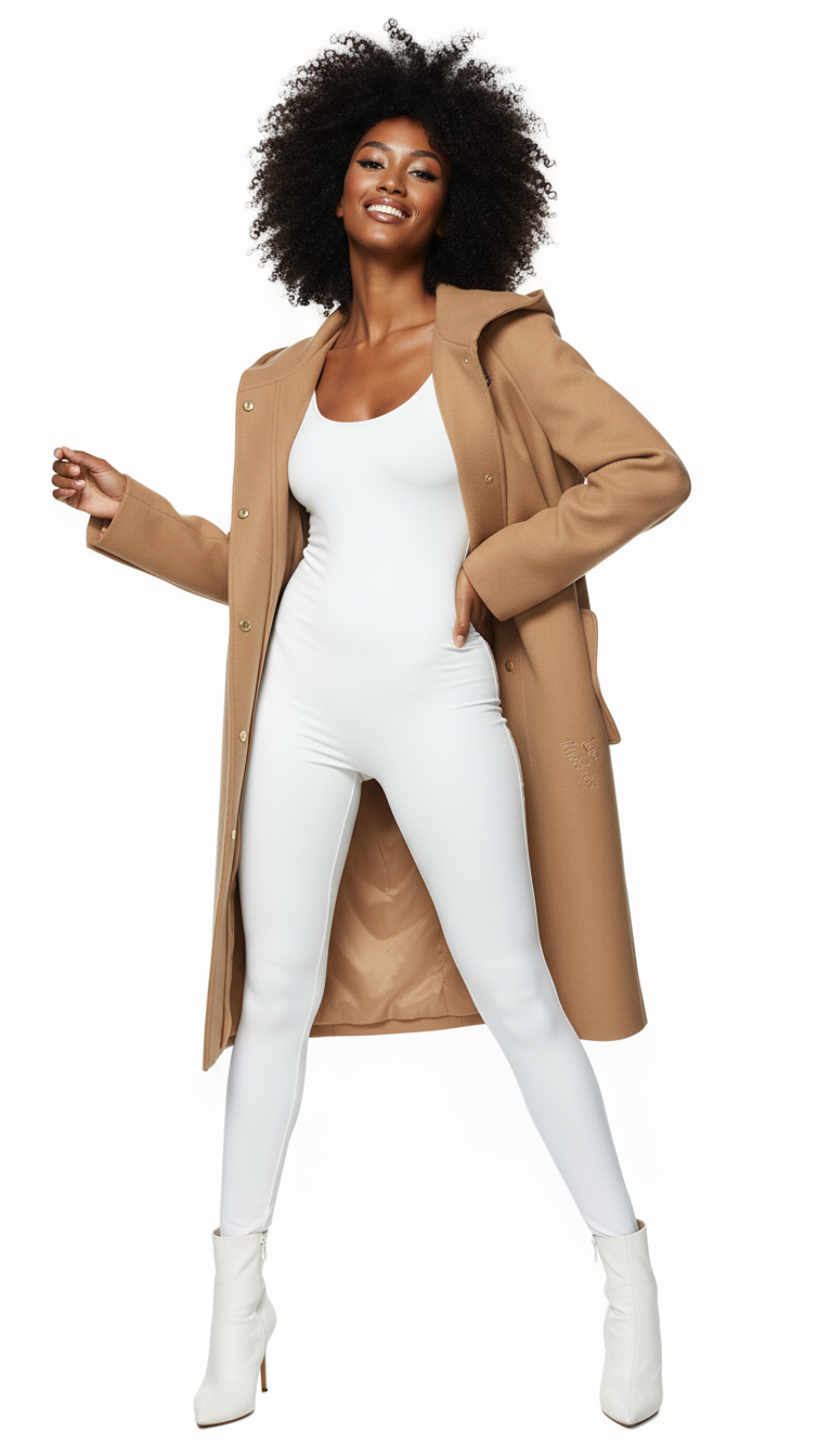 Brown Wool Women Coat