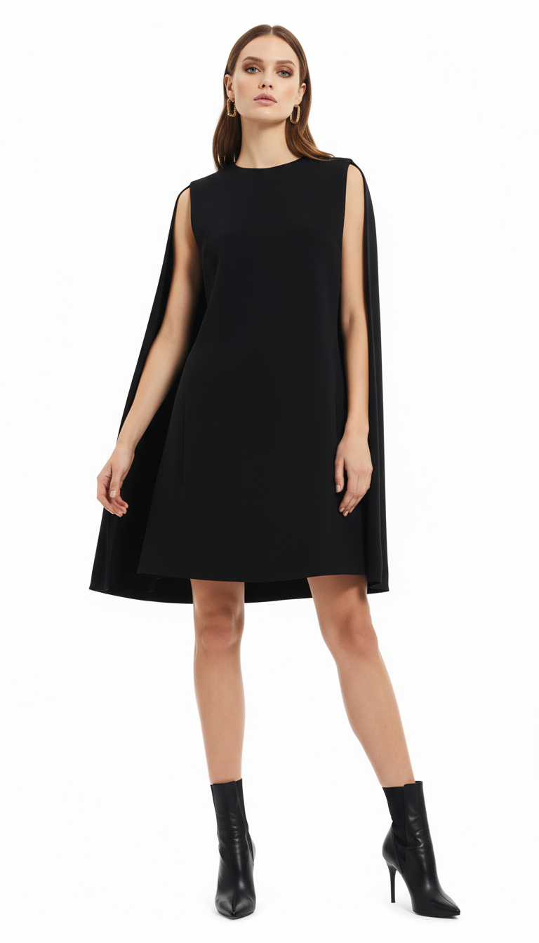 Black Wool Casual Dress