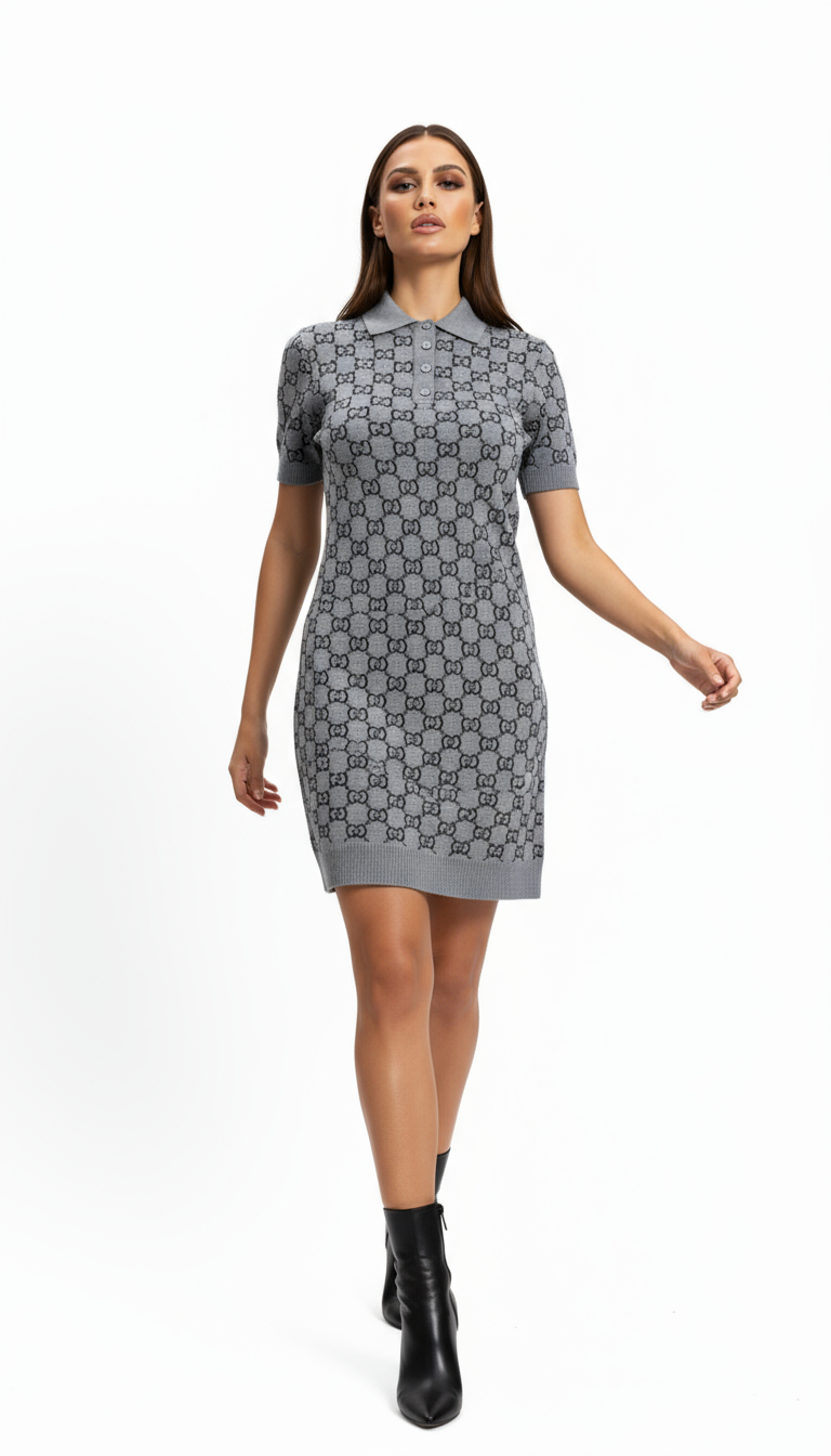 Gray Wool Casual Dress