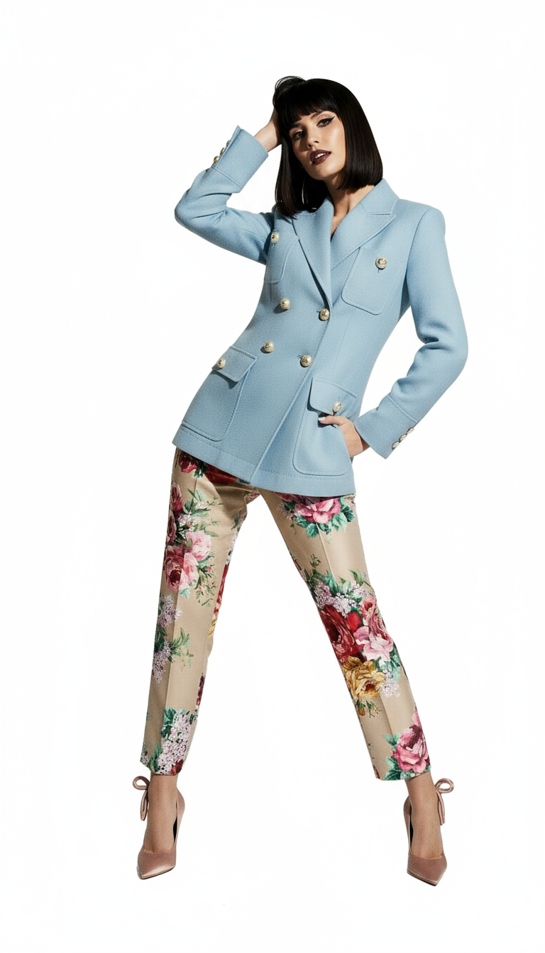 Blue Buttoned Down Trench Coat Jacket