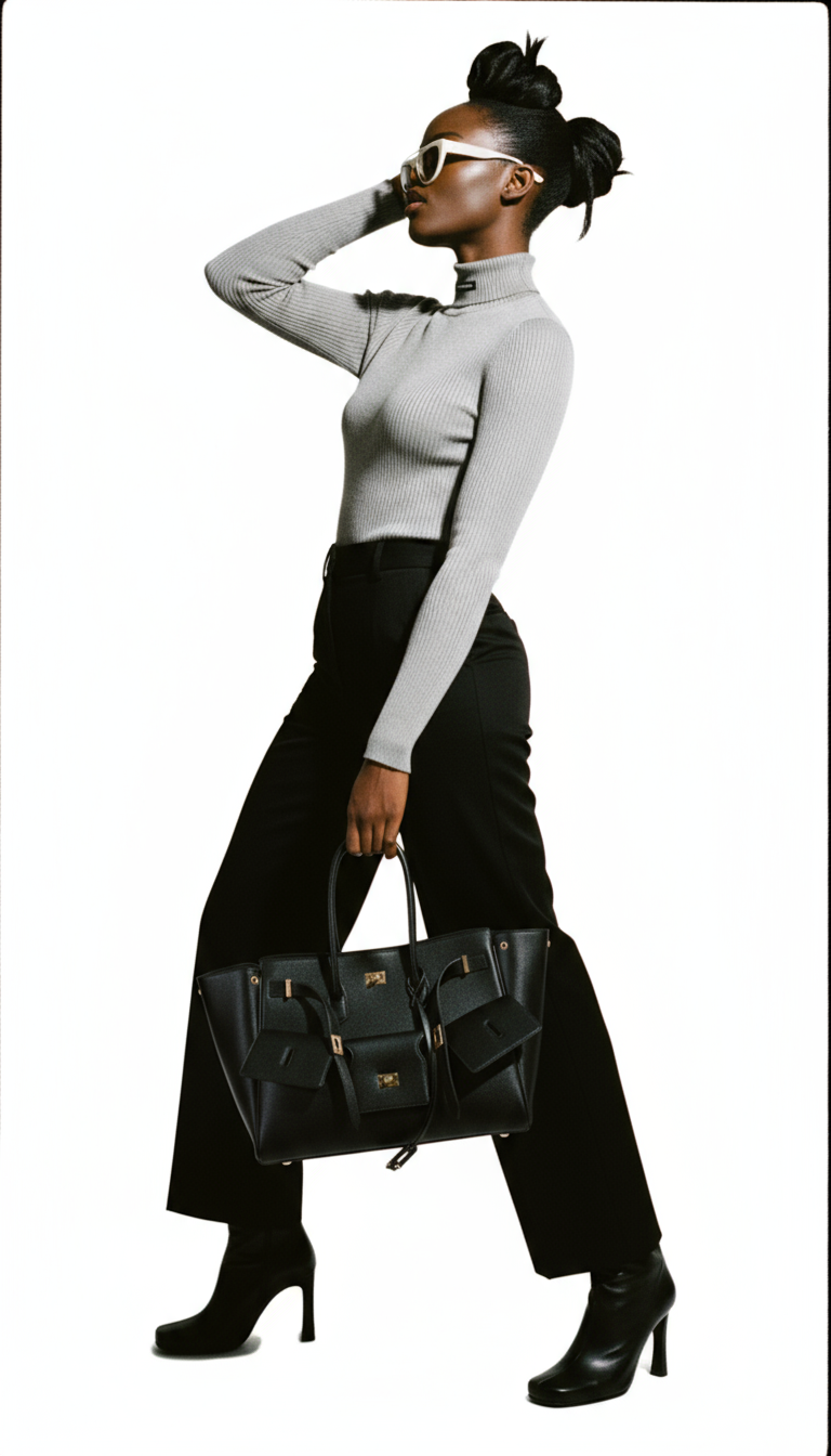 Gray Polyester Turtleneck