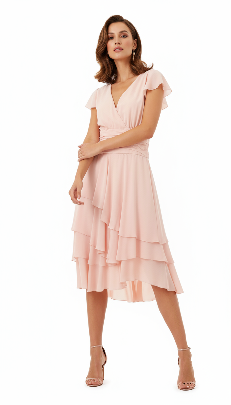 Elegant Pink Acetate Dress