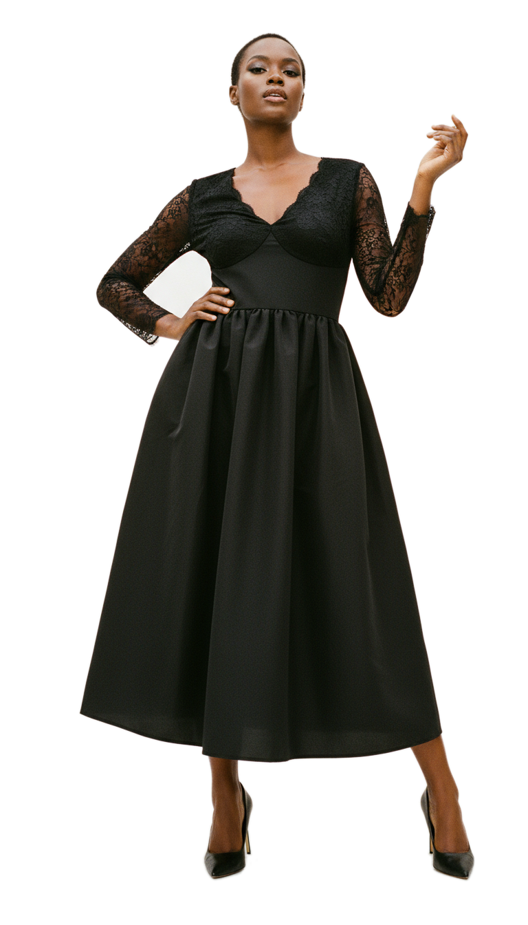 Elegant Black Polyester Dress