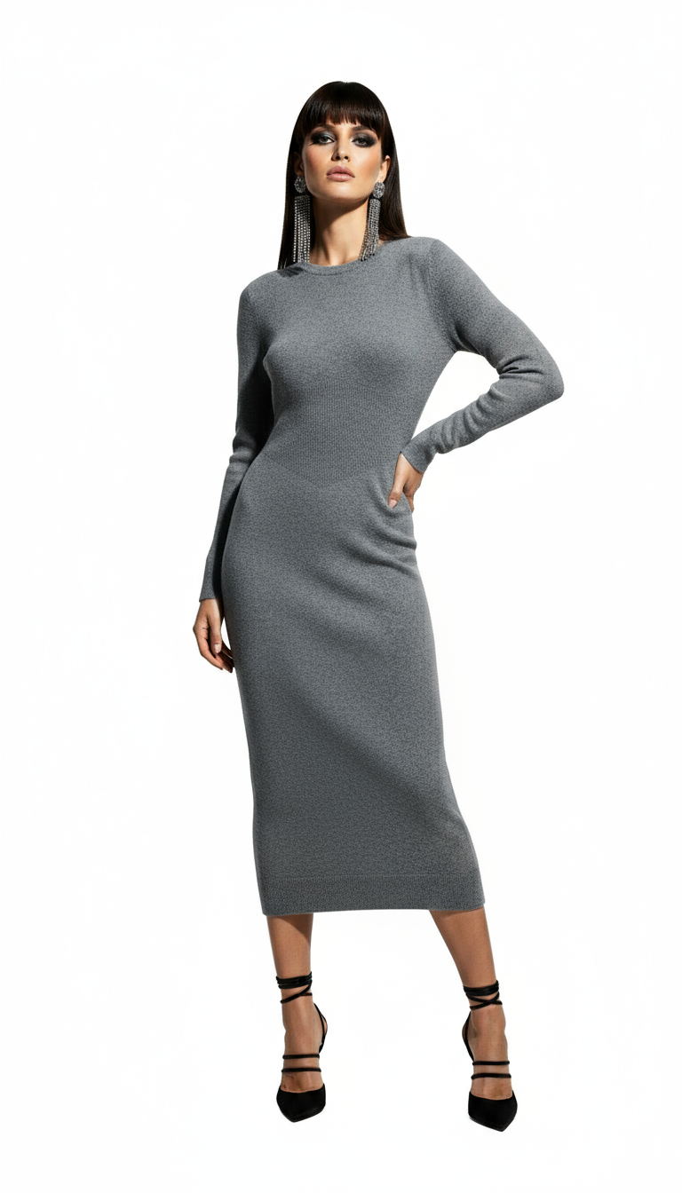 Gray Cashmere Casual Dress