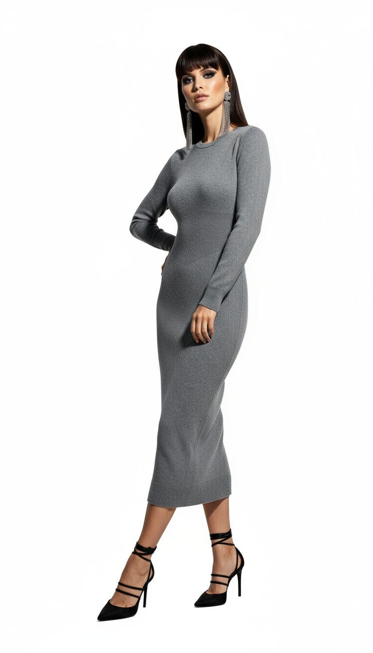 Gray Cashmere Casual Dress