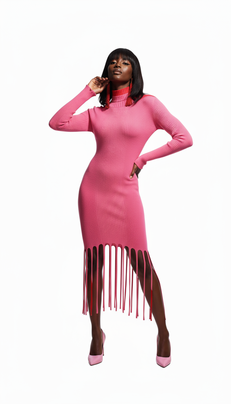 Pink Cotton Casual Dress