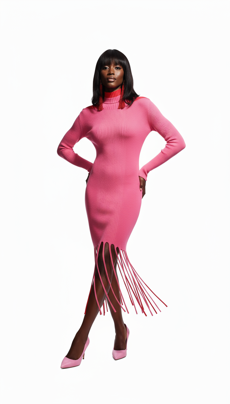Pink Cotton Casual Dress