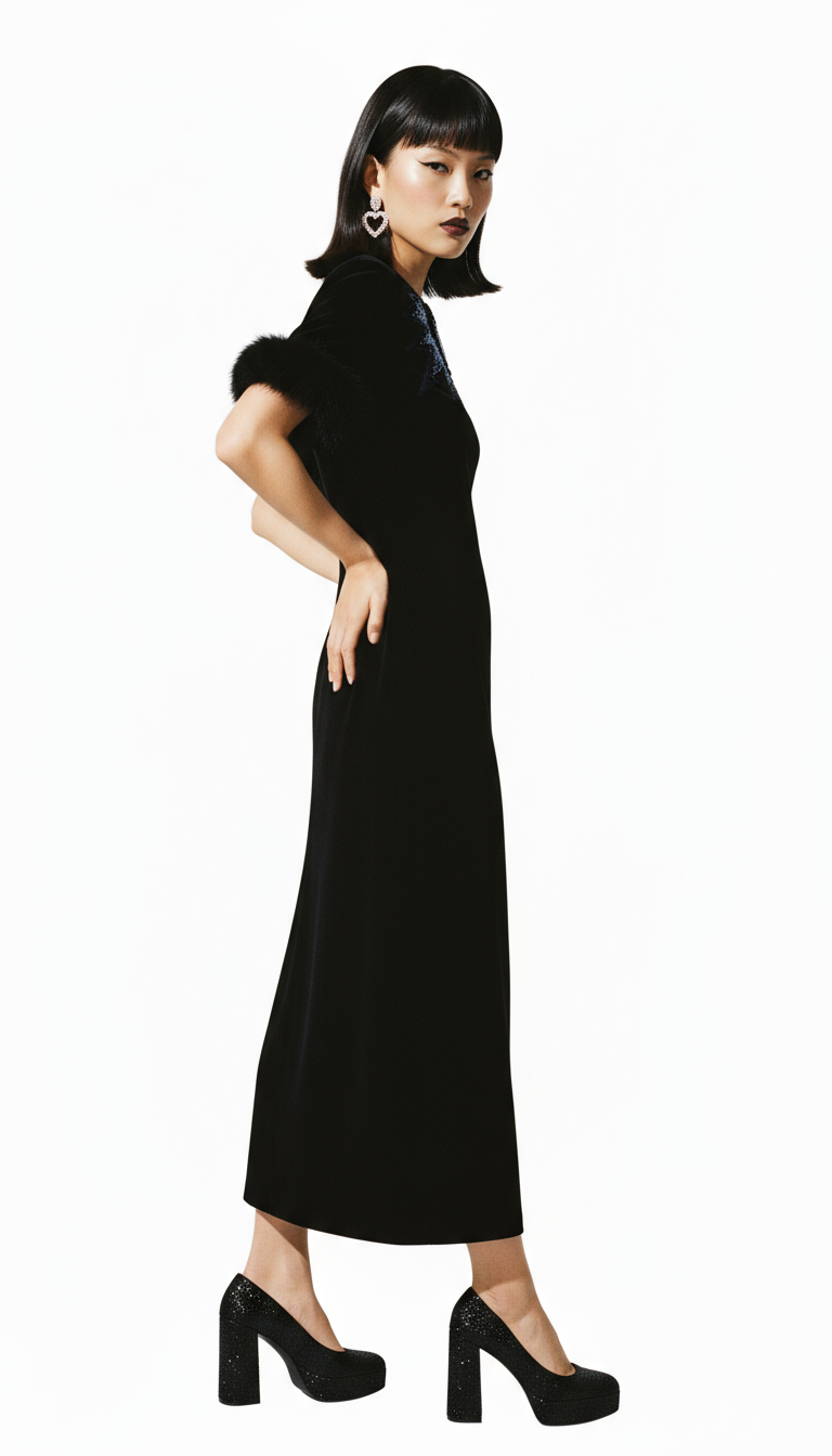 Black Viscose Casual Dress