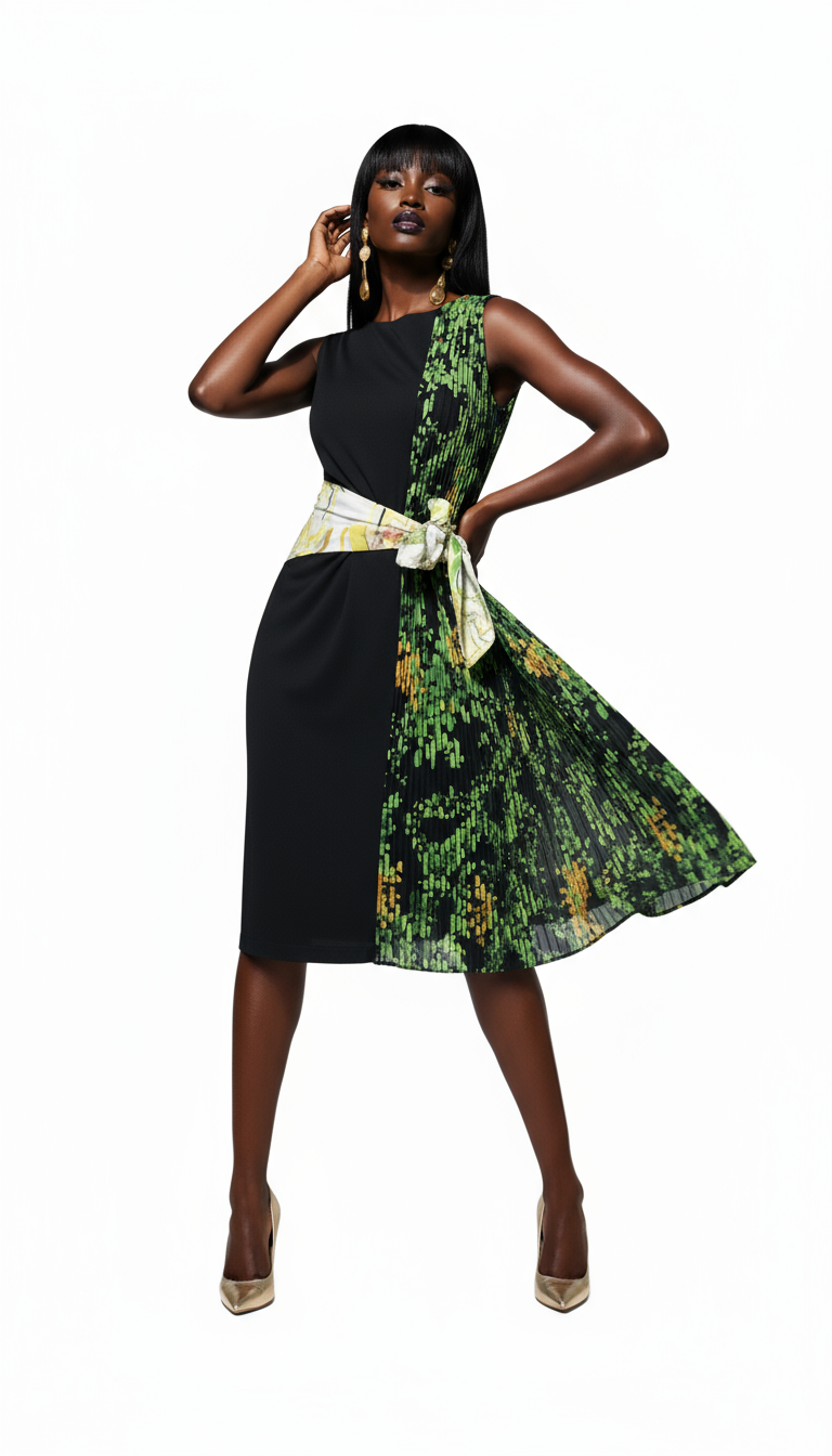 Multicolor Floral Sheath Knee Length Dress