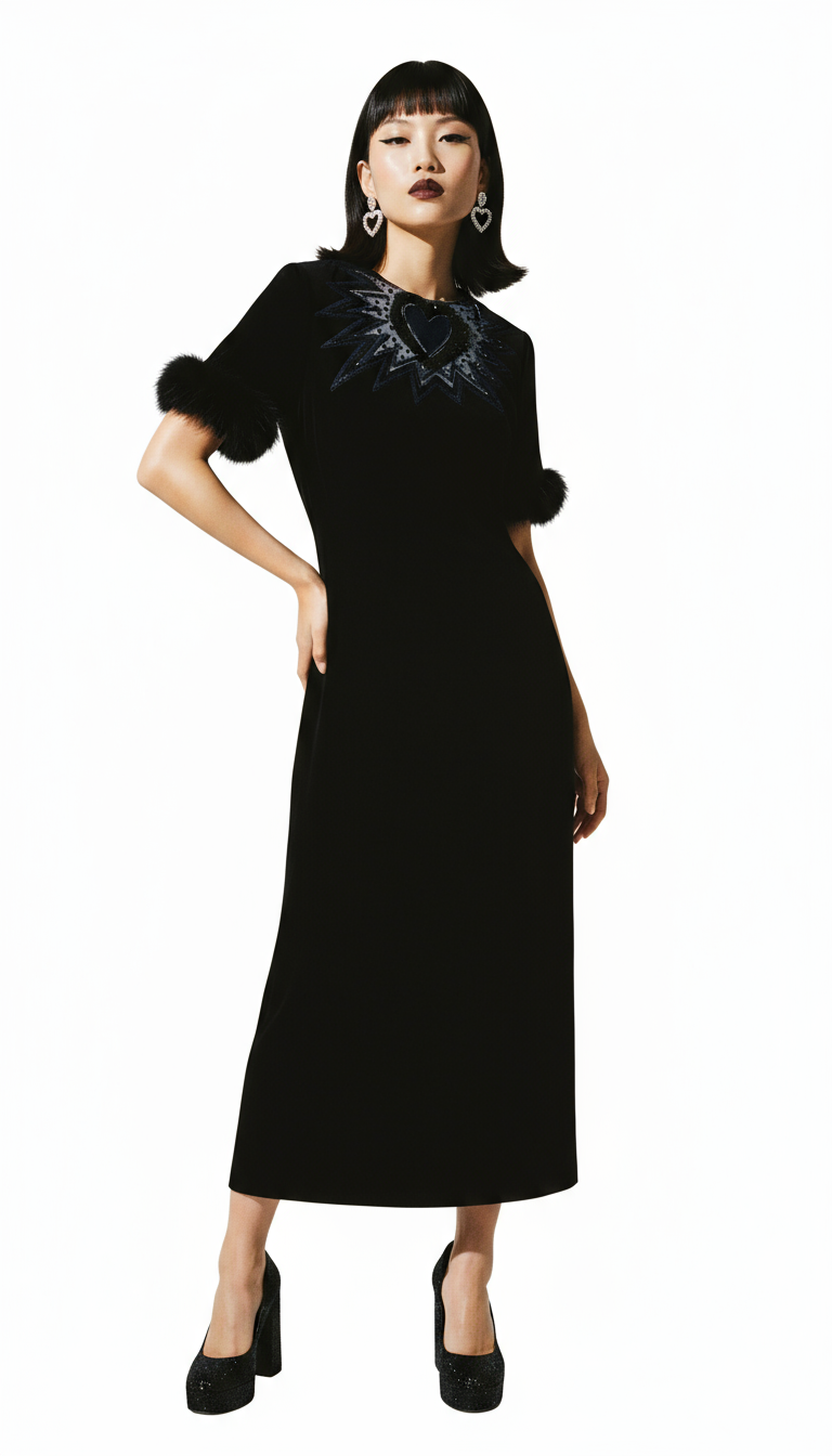 Black Viscose Casual Dress